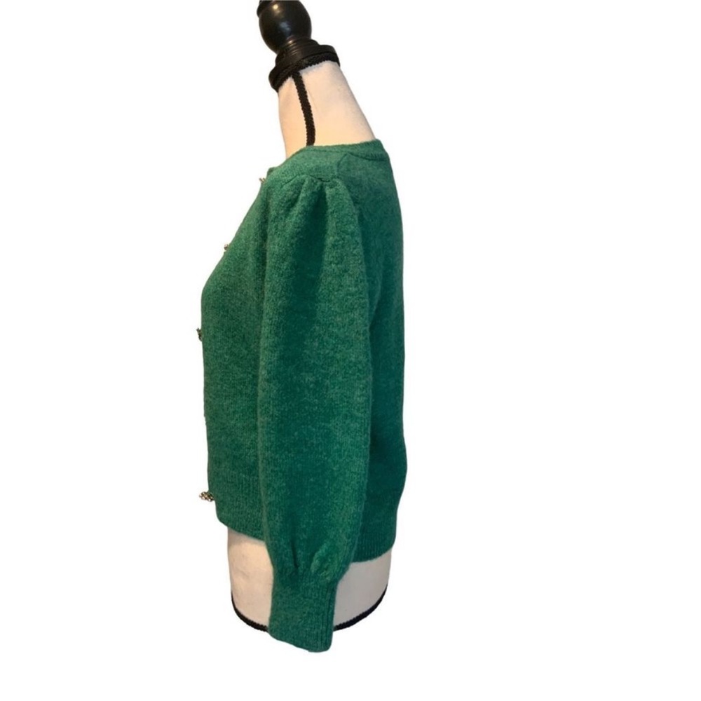 Zara Green Sweater Cardigan with flower gems - Picture 4 of 12